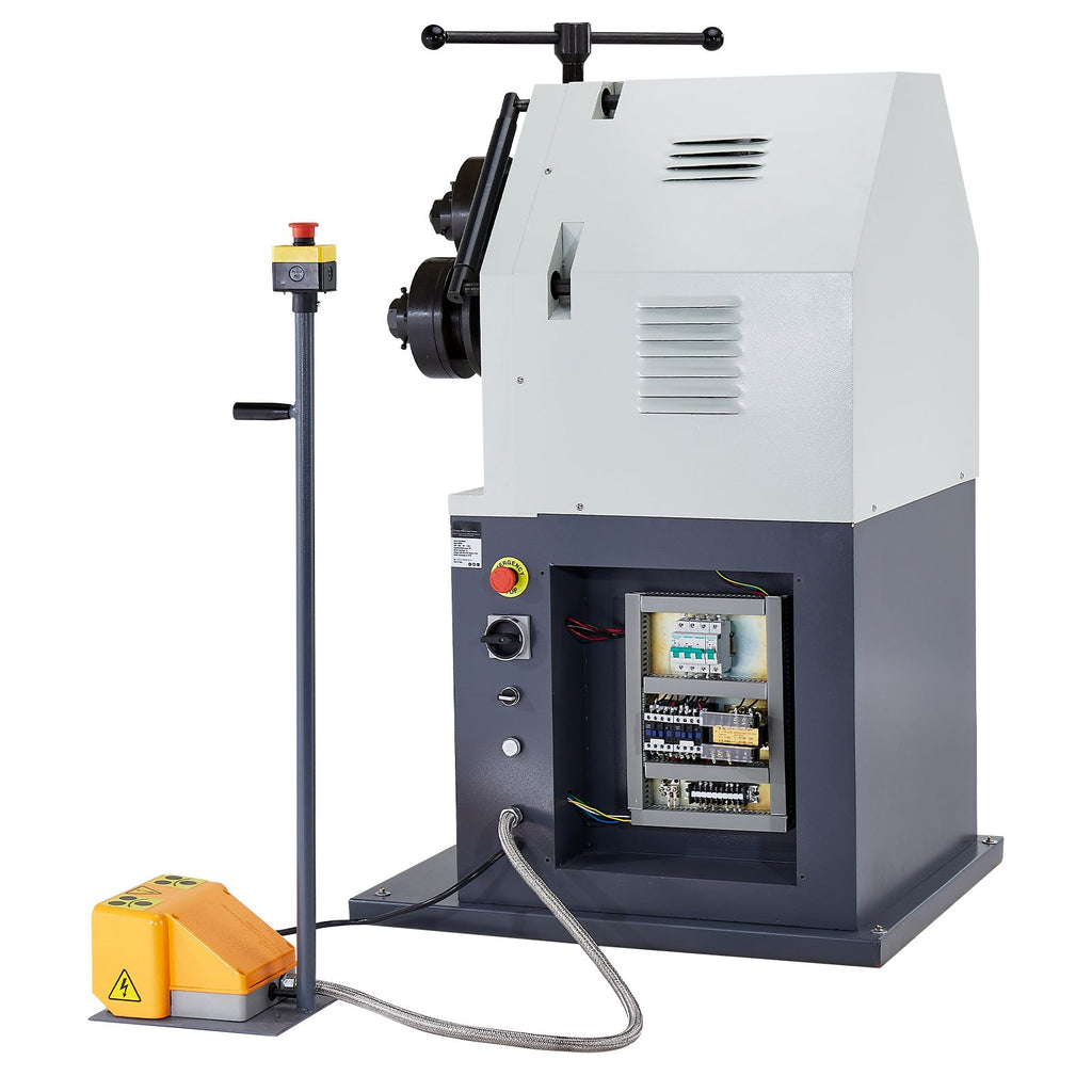 2.2KW Electric Roll Bending Machine, 3-Roller Electric Pipe Bender Machine with 180° Maximum Bending Angle & Reversible Foot Switch, Support Horizontal/Vertical Operation (220V 60Hz 3-Phase)