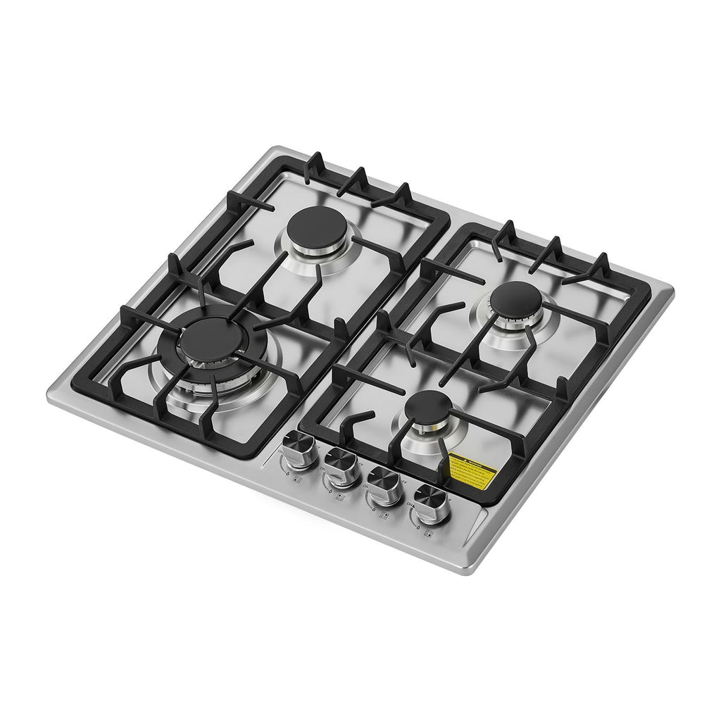 24 inch Gas Cooktop 4 Burners Gas Stove Top, Max 27000BTU Built-in Stainless Steel Stove Top LPG/NG Convertible Dual Fuel Cooktop Stoves with Thermocouple Protection for Kitchen Apartment Rvs