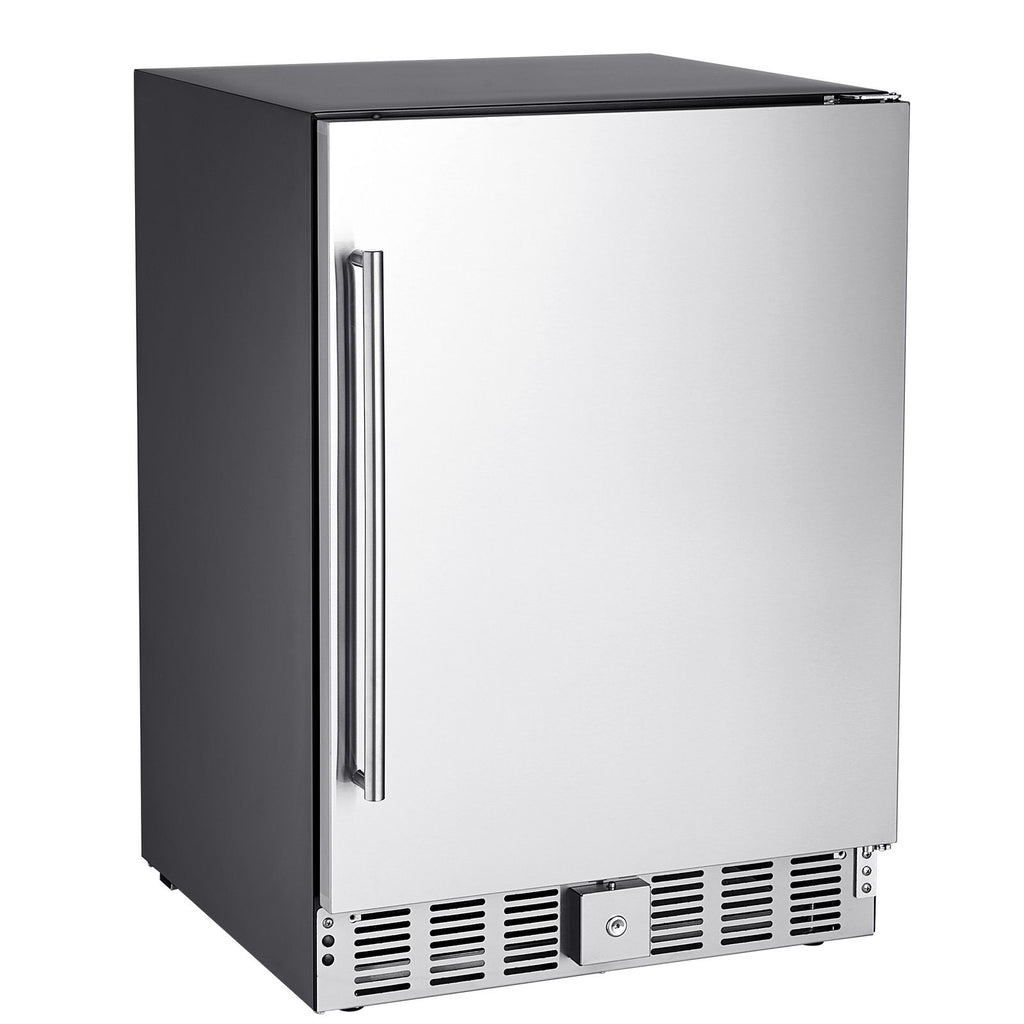 24-Inch Indoor/Outdoor Beverage Refrigerator, 150 QT Freestanding or Undercounter Beverage Fridge, 180 Cans Built-in Beer Fridge with Metal Plate Body for Residential Home Bar Commercial Use