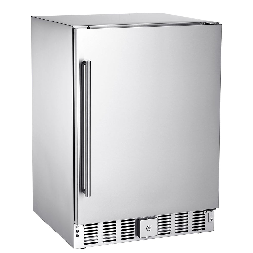 24-Inch Indoor/Outdoor Beverage Refrigerator, 150 QT Freestanding or Undercounter Beverage Fridge, 180 Cans Built-in Beer Fridge with Stainless Steel Body for Residential Home Bar Commercial Use
