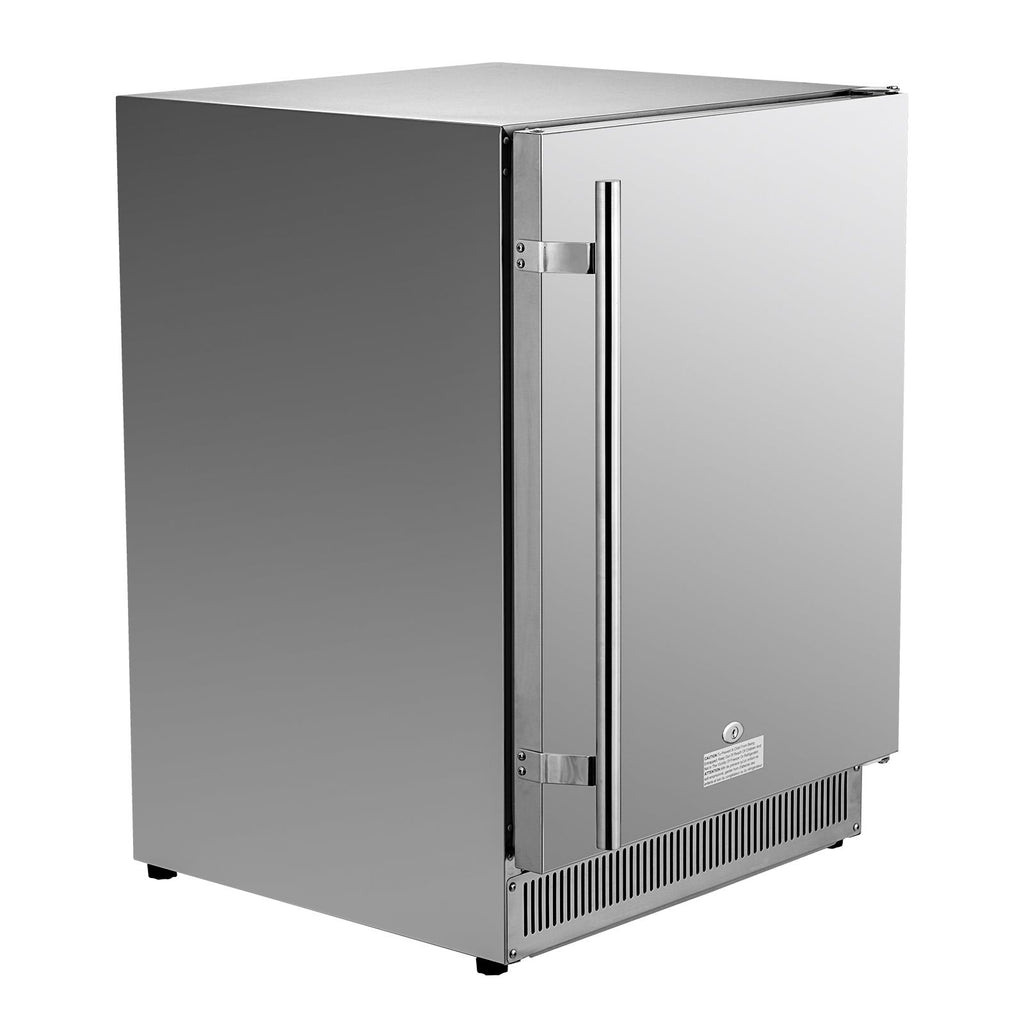 24 inch Indoor/Outdoor Beverage Refrigerator, 185QT Undercounter or Freestanding Beverage Fridge, 175 Cans Built-in Beer Fridge with Stainless Steel Body for Residential Home Bar Commercial Use