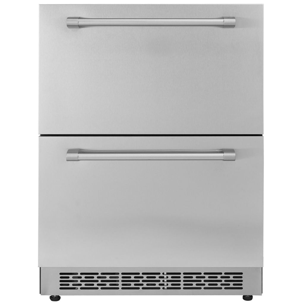 24 inch Undercounter Refrigerator, 2 Drawer Refrigerator with Different Temperature, 4.87 Cu.ft. Capacity, Waterproof Indoor and Outdoor Under Counter Freezer Fridge for Home and Commercial Use
