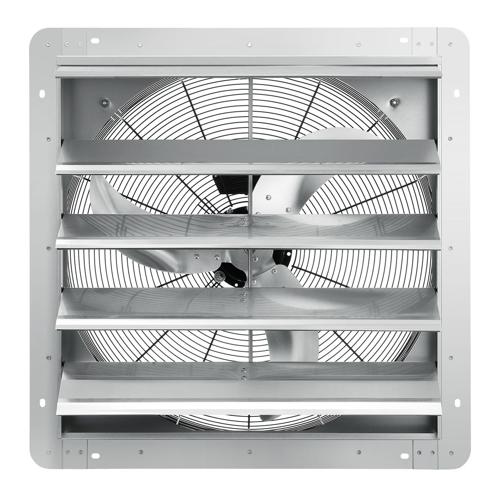 24'' Shutter Exhaust Fan, High-speed 3320 CFM, Aluminum Wall Mount Attic Fan with AC-motor, Ventilation and Cooling for Greenhouses, Garages, Sheds, Shops, FCC