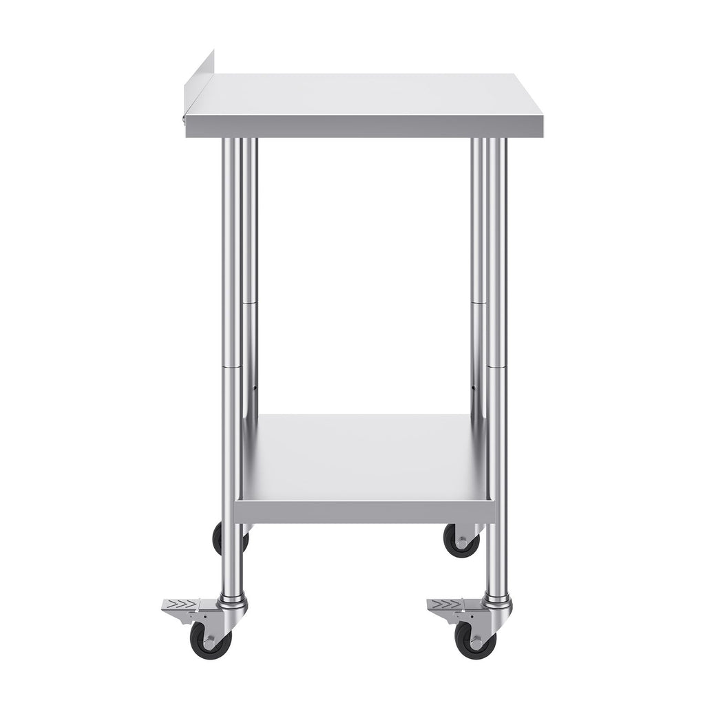 24 x 24 x 40 Inch Stainless Steel Work Table, Commercial Food Prep Worktable with Casters, Heavy Duty Prep Worktable, Metal Work Table with Adjustable Height for Restaurant, Home and Hotel