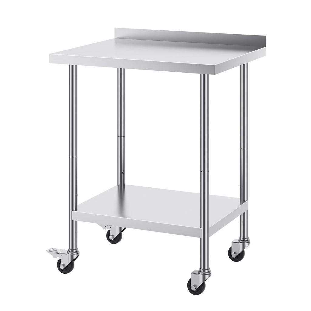 24 x 30 x 40 Inch Stainless Steel Work Table, Commercial Food Prep Worktable with Casters, Heavy Duty Prep Worktable, Metal Work Table with Adjustable Height for Restaurant, Home and Hotel