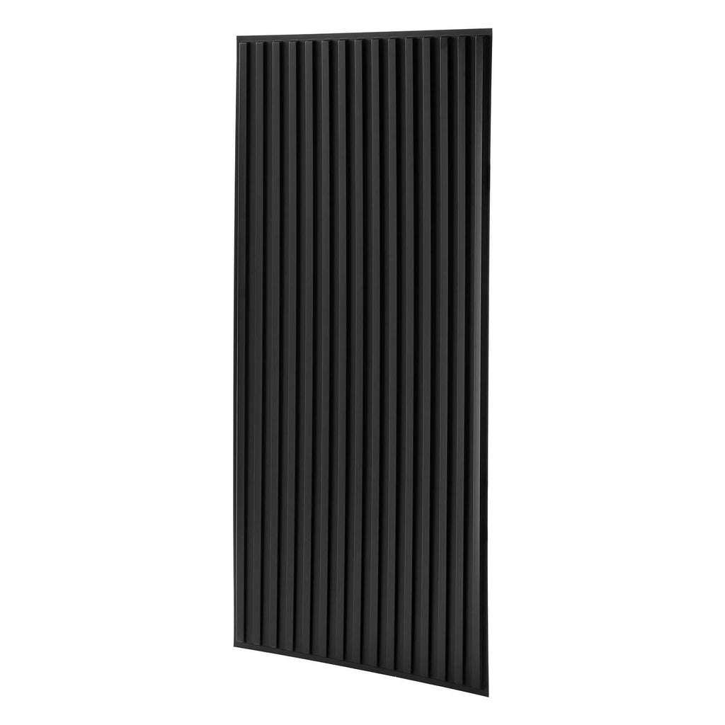 24 x 48 in PVC Ceiling Tiles 12-Pack 3D Black Linear Slat Panels, Smooth PVC Sheet for Drop Grid, Impact-Resistant, Paintable Surface, Easy Cut, Modern Decorative Style for Home, Office