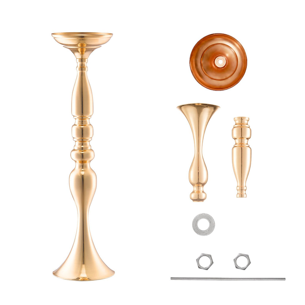 24PCS 50cm/19.7' Tall Wedding Flower Vase, Metal Wedding Centerpiece, Gold Floral Arrangement Stand Display Rack for Tables Wedding Dinner Party, Anniversary Ceremony Birthday Event Decor
