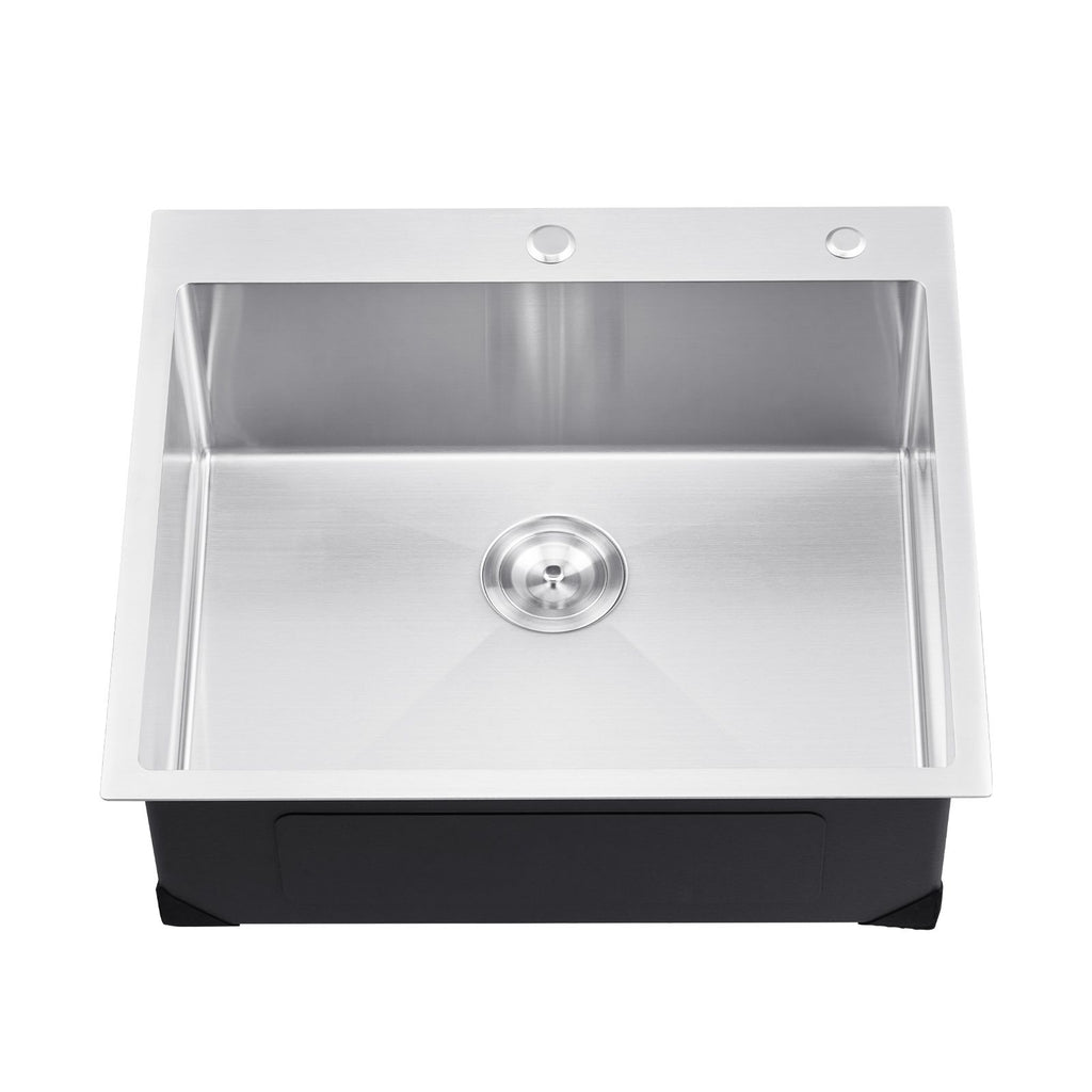 25 inch Kitchen Sink Workstation, 304 Stainless Steel Top Mount Sinks, Drop-In Single Bowl Farmhouse Basin with Accessories, Household Dishwasher Sinks for RV, Prep Kitchen, Laundry Room, Bar