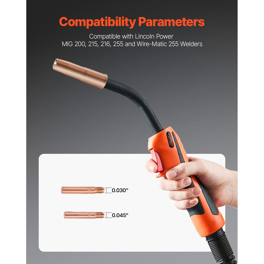 250Amp Mig Welding Gun with 15FT Cable, Compatible with LincoIn Power MlG 200, 215, 216, 255 and Wire-Matic 255 Welders, Suitable for 0.035" and 0.045" Welding Wires image 2