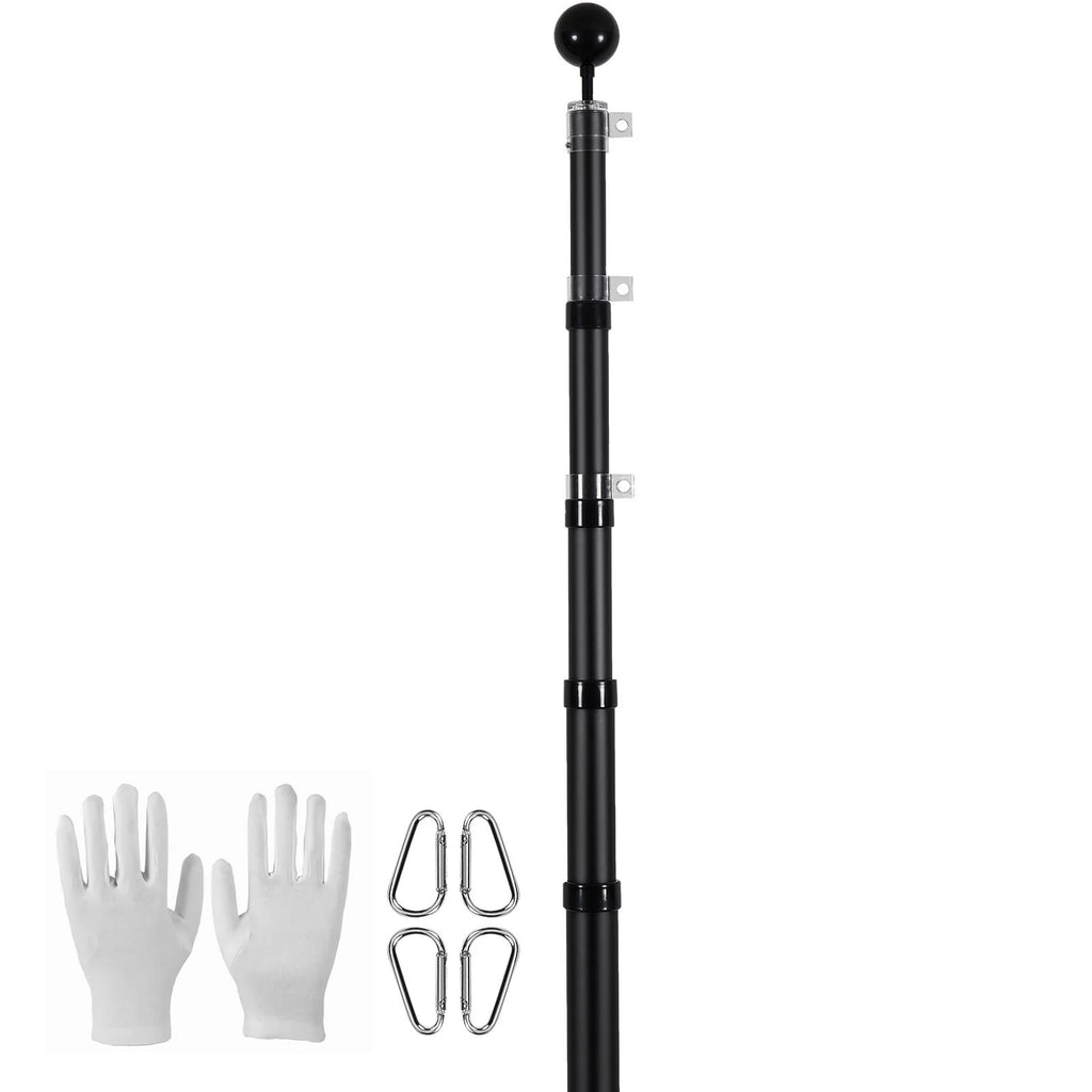 25FT Telescoping Flag pole Kit, Heavy Duty Aluminum Alloy in Ground Flag Poles for Outside, 3 Display Modes Flagpole with 3x5 American Flag, Professional Accessories, Black