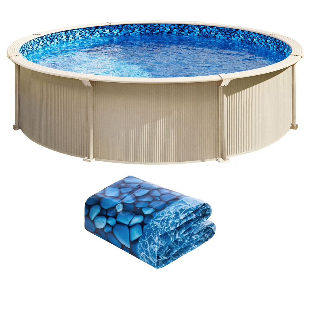 27-ft Round Above Ground Pool Liner, Overlap Pool Liners, Standard Gauge Vinyl, 48-to-54inch Wall Height, Designed for Steel Sided Above-Ground Swimming Pools