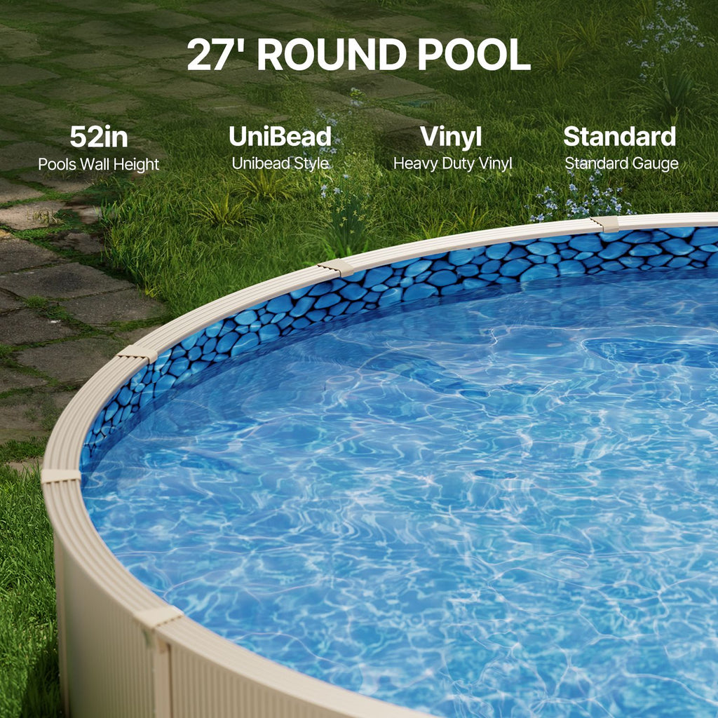 27-ft Round Above Ground Pool Liner, Unibead Pool Liners, Standard Gauge, 52inch Wall Height, Designed for Steel Sided Above-Ground Swimming Pools image 2
