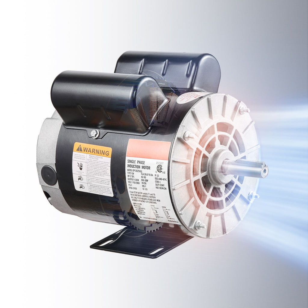 2HP SPL Air Compressor Electric Motor, 115/230V, 20/10 Amps, 56 Frame 3450RPM, 5/8" Keyed Shaft, 1.88" Shaft Length, Single Phase, CCW/CW (Factory Setting is CCW)