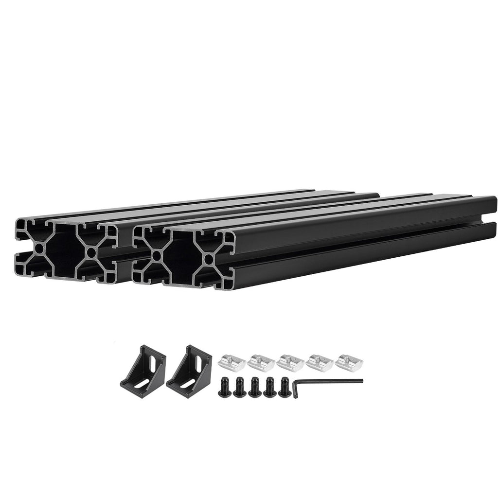 2PCS 4080 Aluminum Extrusion Profile, 19.69 Inch 500 mm, T Slot European Standard Anodized Linear Rail, High-Strength Extruded Aluminum Rail, for 3D Printer Parts and CNC DIY Workbench, Black