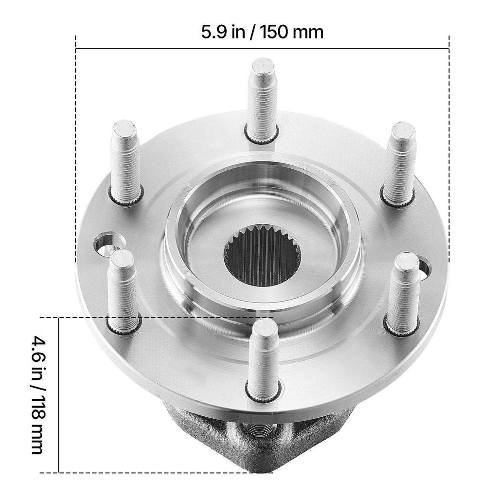 2PCS Front Wheel Bearing & Hub Assembly Fit for 2004-2007 Buick Rainier 2003-2006 Chevy SSR 2002-2009 GMC Envoy 2005-2009 Saab 9-7X OEM 513188, Wheel Bearing Hub Assembly Set with ABS Sensor image 2