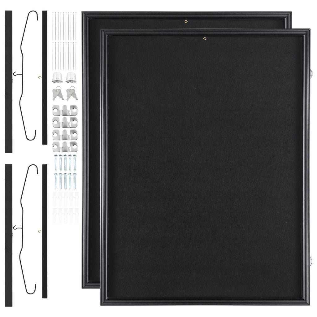 2PCs Jersey Display Frame Case, 23.3x31.2x1.5 in, Large Lockable Sport Jersey Shadow Box with 98% UV Protection PC Glass and Hangers, for Baseball Basketball Football Hockey Shirt and Uniform