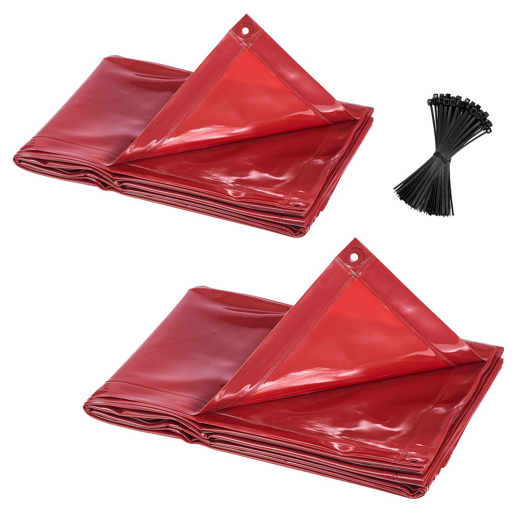 2PCS Welding Curtains, 6 x 8FT Welding Screen Curtain, Flame-Resistant Vinyl Safety Protective Screen with 6-Level UV Protection & Hanging Holes, Portable for Workshop/Industrial Use, Red