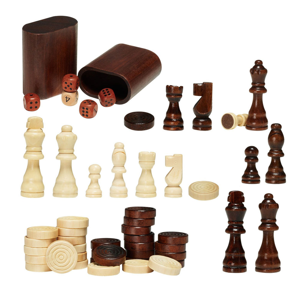 3-IN-1 Chess Checkers Backgammon Table Set, 18 Inch Premium Wooden Chess Table, Deluxe Combo Game Table Furniture Set, Chess Set Board Game Gift for Family Board Games