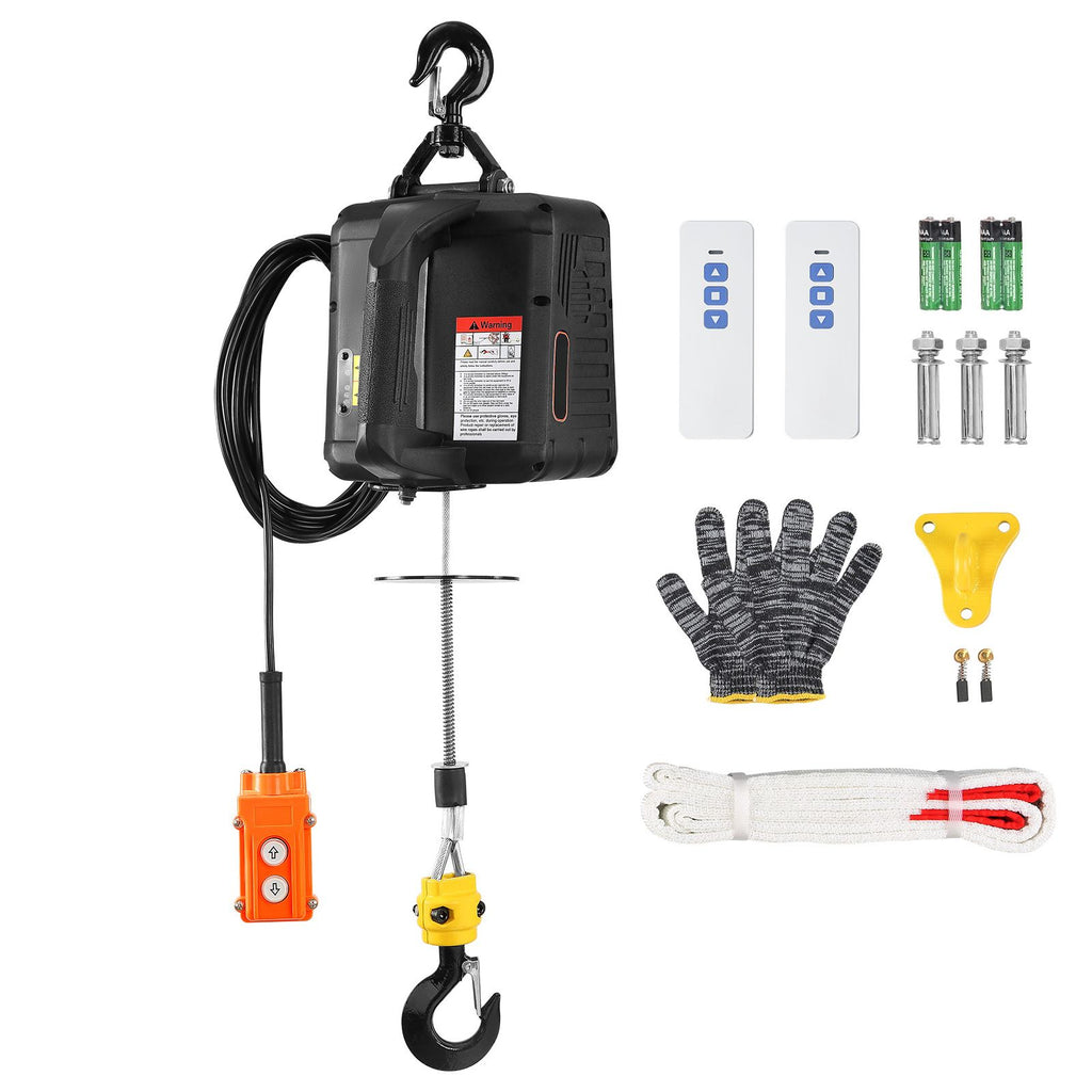 3-in-1 Electric Hoist Winch, 1100lbs 1500W Portable Power Winch Crane, 110V/120V 22.9 ft Lifting Height, 13 ft/min with Manual, Wired and Wireless Remote Control, Overload Protection
