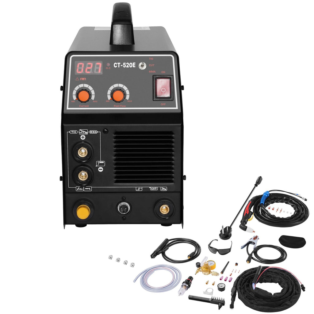 3 in 1 Plasma Cutter Welder Machine, CT-520E TIG/MMA Plasma Cutter Combo Machine, 30A Plasma Cutting Machine, 200A TIG Welder and 200A Stick Welder, Digital 110/220V Dual Voltage IGBT Inverter
