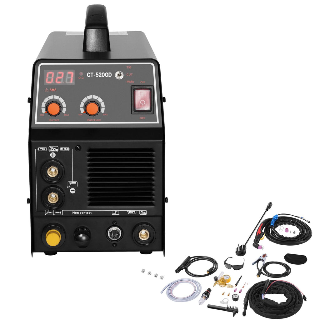 3 in 1 Plasma Cutter Welder Machine, CT-520GD TIG/MMA Plasma Cutter Combo Machine, 30A Non-Touch Pilot Arc Plasma Cutter, 200A TIG and Stick Welder, Digital 110/220V Dual Voltage IGBT Inverter