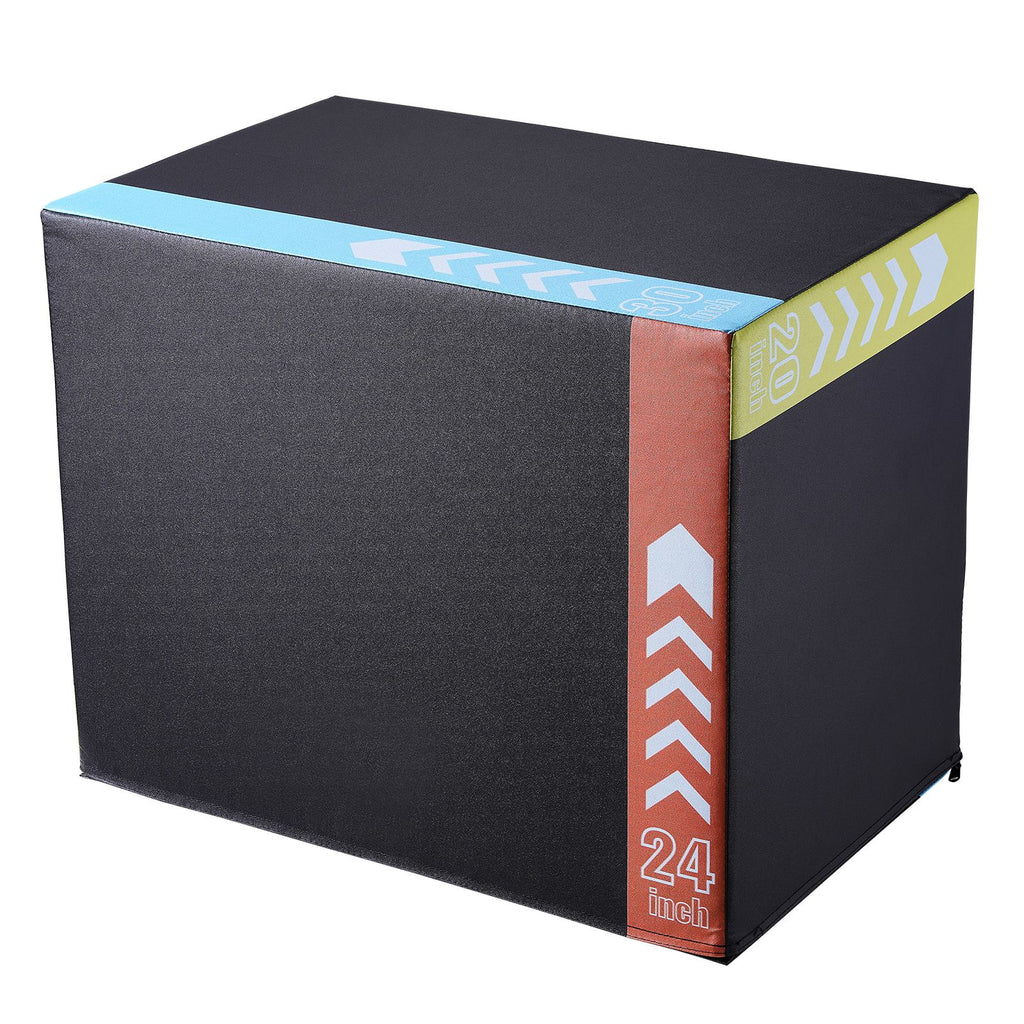 3 in 1 Plyometric Jump Box, 30/24/20 Inch Cotton Plyo Box, Platform & Jumping Agility Box, Anti-Slip Fitness Exercise Step Up Box for Home Gym Training, Conditioning Strength Training, Black