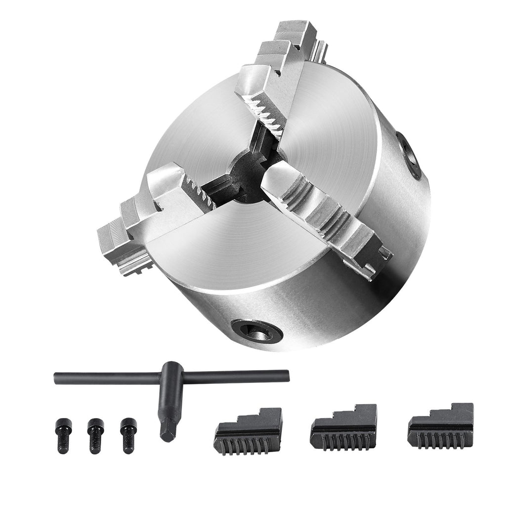 3-Jaw Lathe Chuck, 6'', Self-Centering Lathe Chuck, 0.14- 6.3 in/3.5-160 mm Clamping Range with T-key Fixing Screws Reversible Jaws, for Lathe 3D Printer Machining Center Milling Drilling Machin