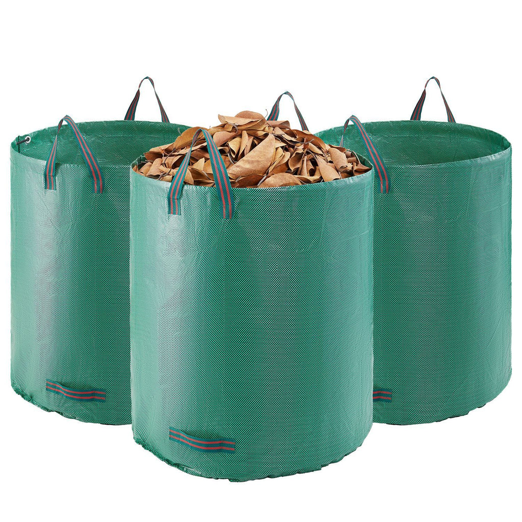 3-Pack 72 Gallon Reusable Yard Waste Bag, Large Lawn Garden Bags, Heavy Duty Collapsible Garden Leaf Trash Container, Stand-Up Grass Clipping Bin, with Reinforcement Ring and Handles, 26.4x30 in