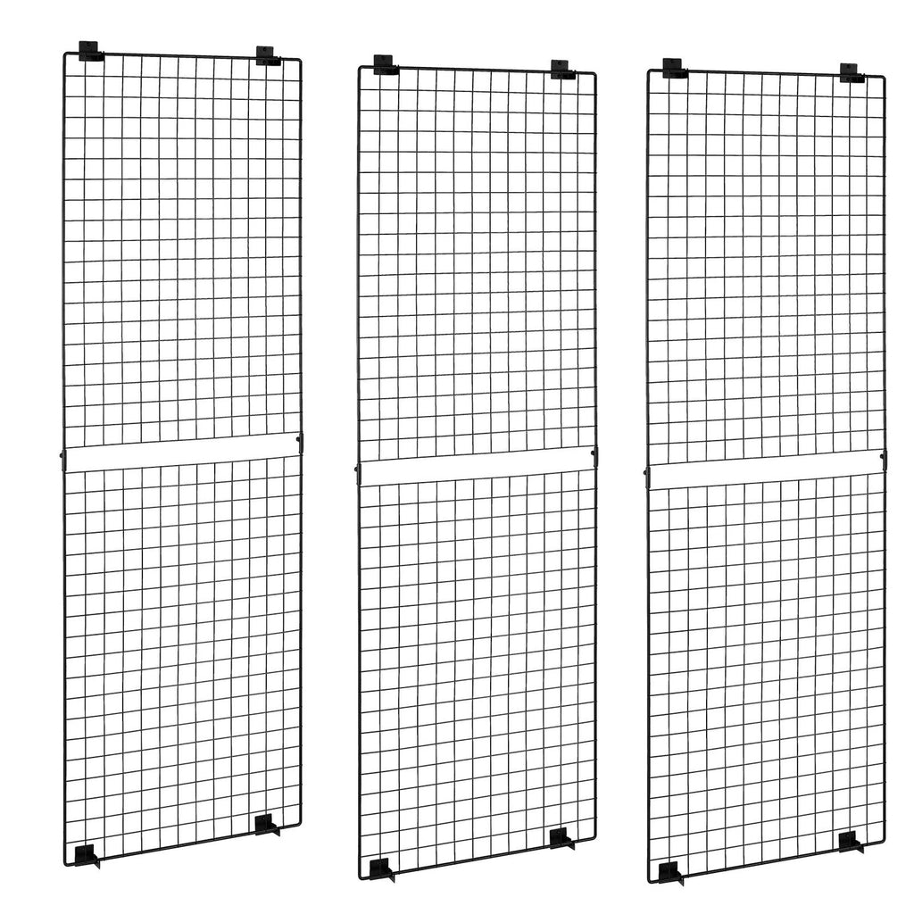 3 Packs Grid Wall Panels, 2 x 6 ft Wire Grid Panels Display Rack, Wall-Mounted Art Display Shelf, Black Carbon Steel Wall Hanging Gridwall for Craft Show, Decoration, Storage, Notice Board