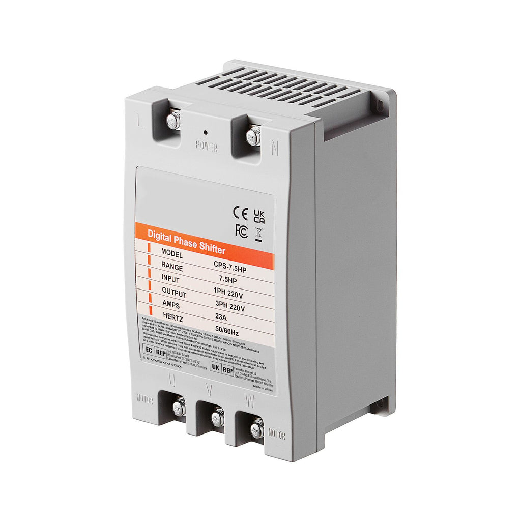 3 Phase Converter- 7.5HP 23A 220V Single Phase to 3 Phase Converter, Digital Phase Shifter for Residential & Light Commercial Use, 220V Input/Output (One DPS Must Be Used on One Motor Only)