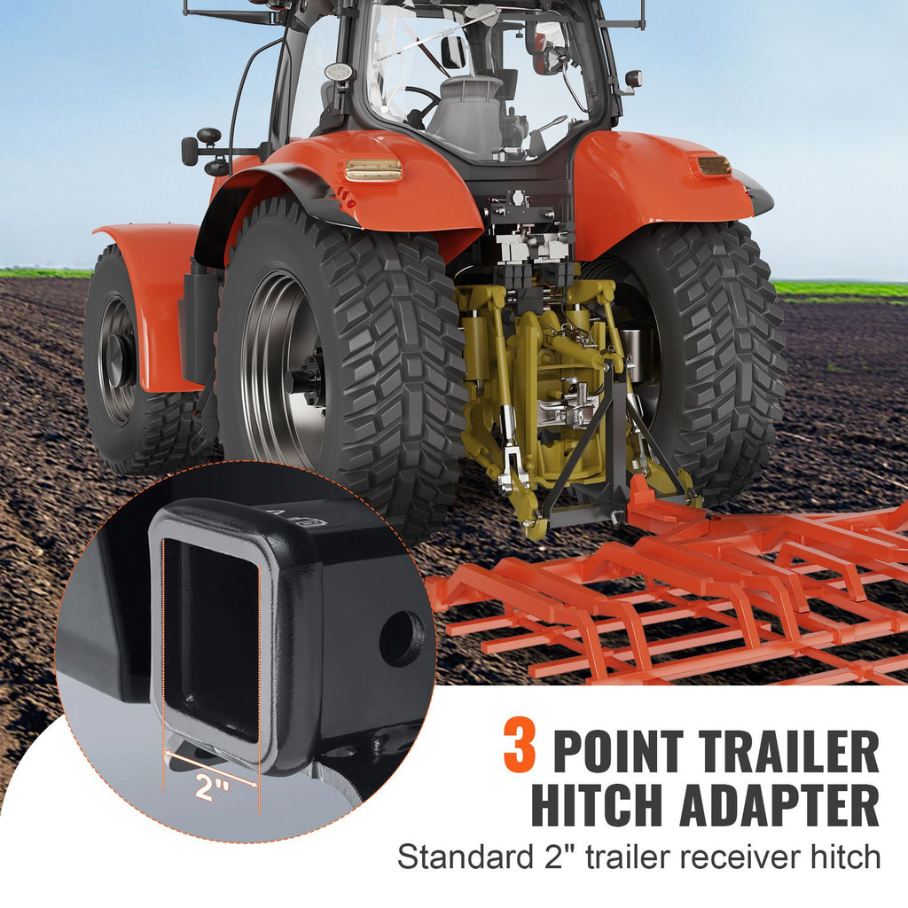 3 Point Hitch Receiver, 3 Point 2" Receiver Trailer Hitch Category 1 Tractor Tow Drawbar Adapter with Pins, Compatible with Kubota, Mahindra, Ford, Yanmar, John Deere, Massey Ferguson image 2