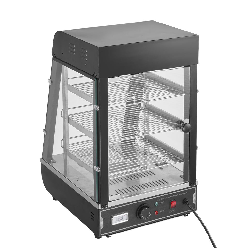 3-Tier Commercial Food Warmer Display, 1000W Food Display Warmer with Light, Adjustable Shelf and Temperature Display, 86-185 F Steam Heating, 57L for Hamburger, Pizza, Bread, Fried Chicken