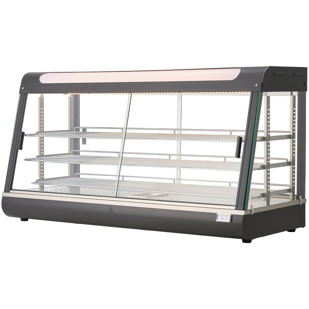 3-Tier Commercial Food Warmer Display, 1600W Food Display Warmer with LED Light, Top Storage and Adjustable Shelves, 86 - 185 Fahrenheit Steam Heating, 190Qt/180L for Hamburger, Pizza, Bread