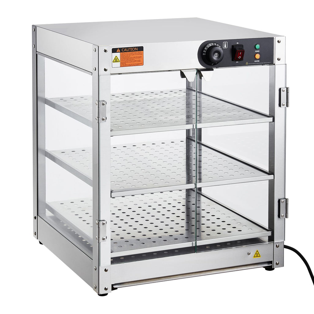 3-Tier Commercial Food Warmer Display, 800W Food Display Warmer with Light to Enhance Food Display, 86-185 F Temperature Control, 90L Large Capacity for Hamburger, Pizza, Bread, Fried Chicken