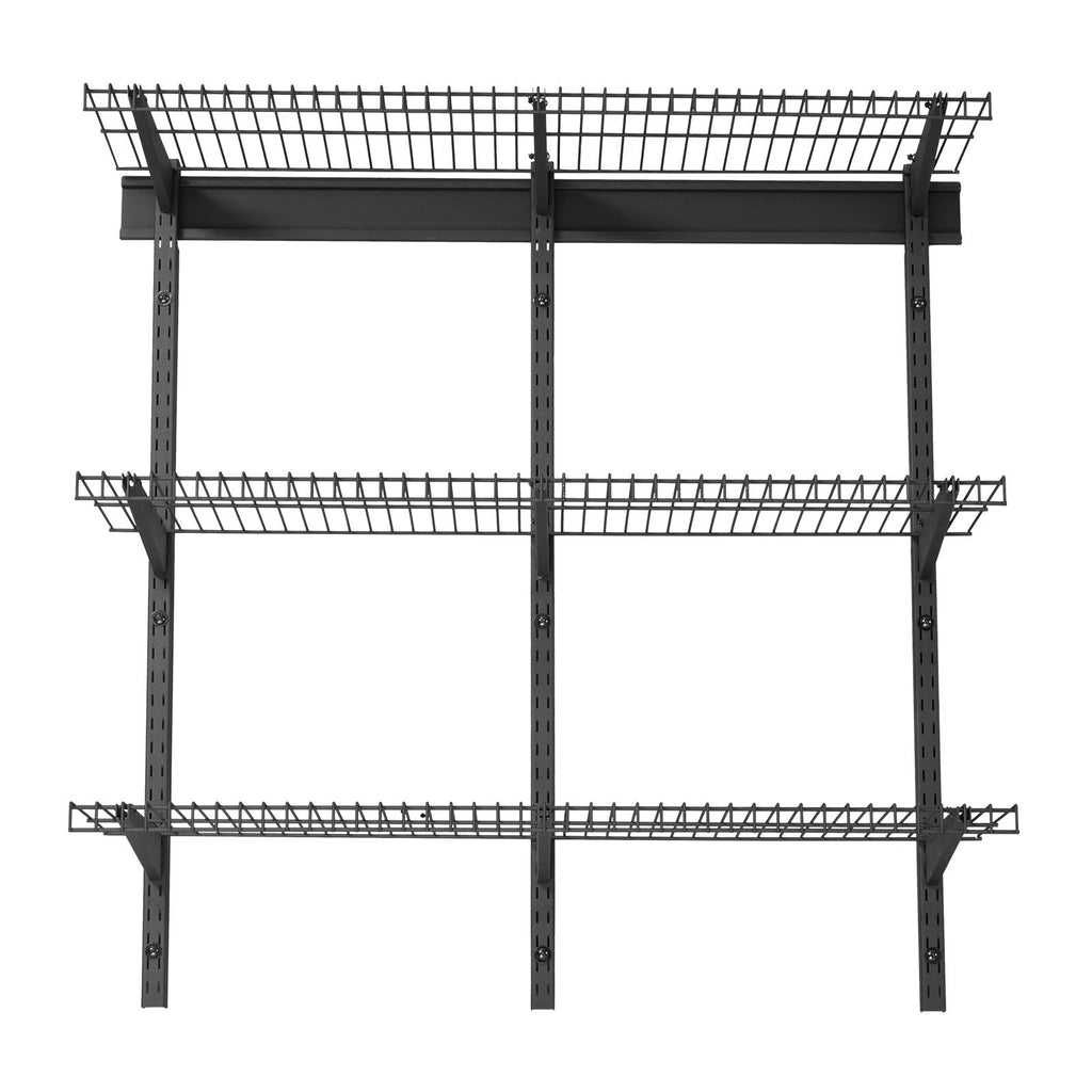 3-Tier Heavy Duty Wall Garage Shelving, 0.9 x 3 ft Steel Wall Mounted Shelving Unit, 11 x 36 Inch Per Shelf Floating Storage Metal Rack for Garage with 450 lbs Total Weight Capacity, Black