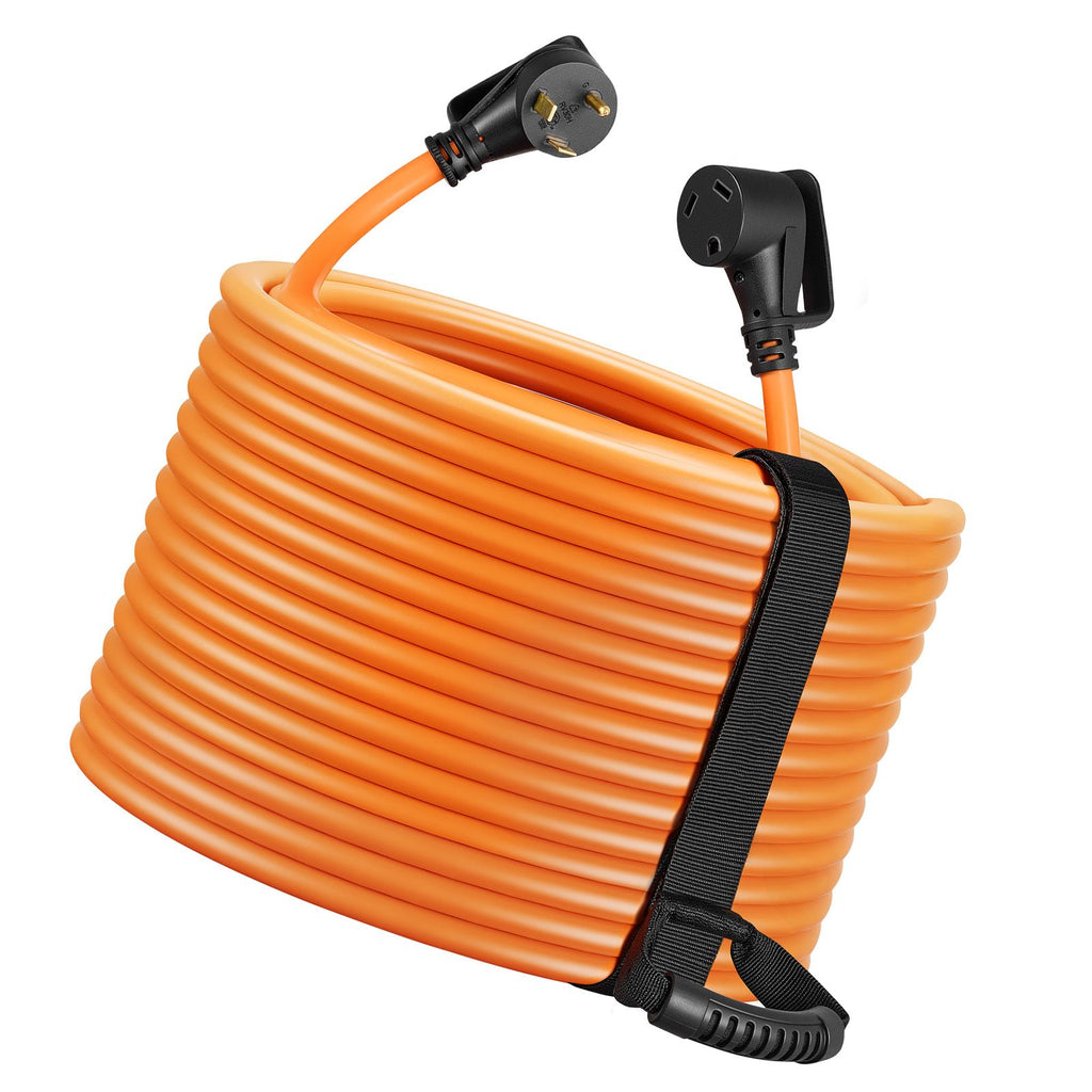30 Amp 100 Feet RV Extension Cord, 125V 2500W, Heavy Duty 10/3 Gauge STW RV Power Cord, NEMA TT-30P to NEMA TT-30R, with Power Indicator, Cord Organizer, 15A Adapter, for Camper Travel Trailer