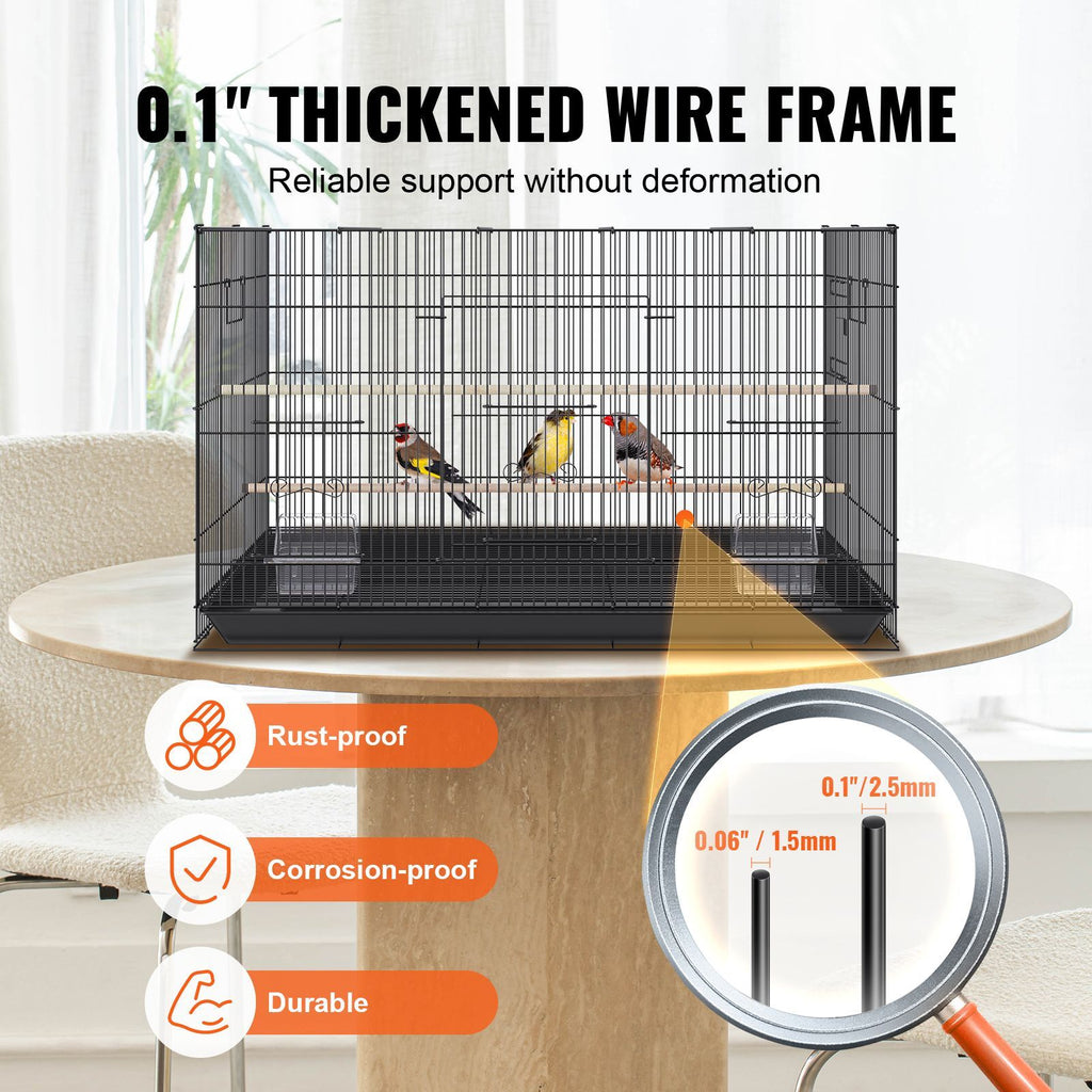 30 inch Bird Cage, Metal Large Parakeet Cages for Cockatiels Small Parrot Budgies Lovebirds Canaries, Pet Bird Cage with Rolling Stand and Tray