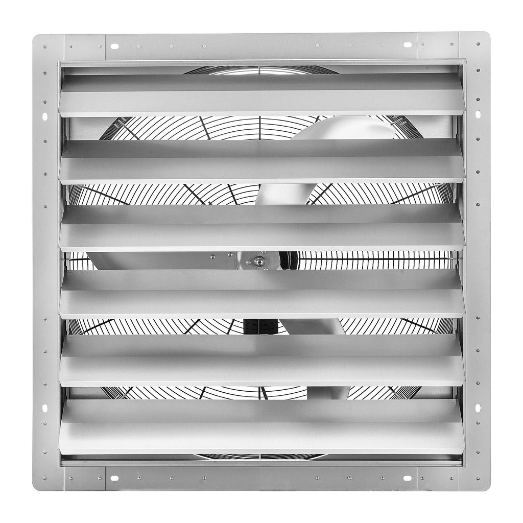 30 Inch Shutter Exhaust Fan Wall Mounted Automatic Louvers Silver, Sturdy Steel Housing, Low Noise, AC Motor, 8099 CFM Ventilation and Cooling for Attic, Garage, Barn, Greenhouse, Workshop