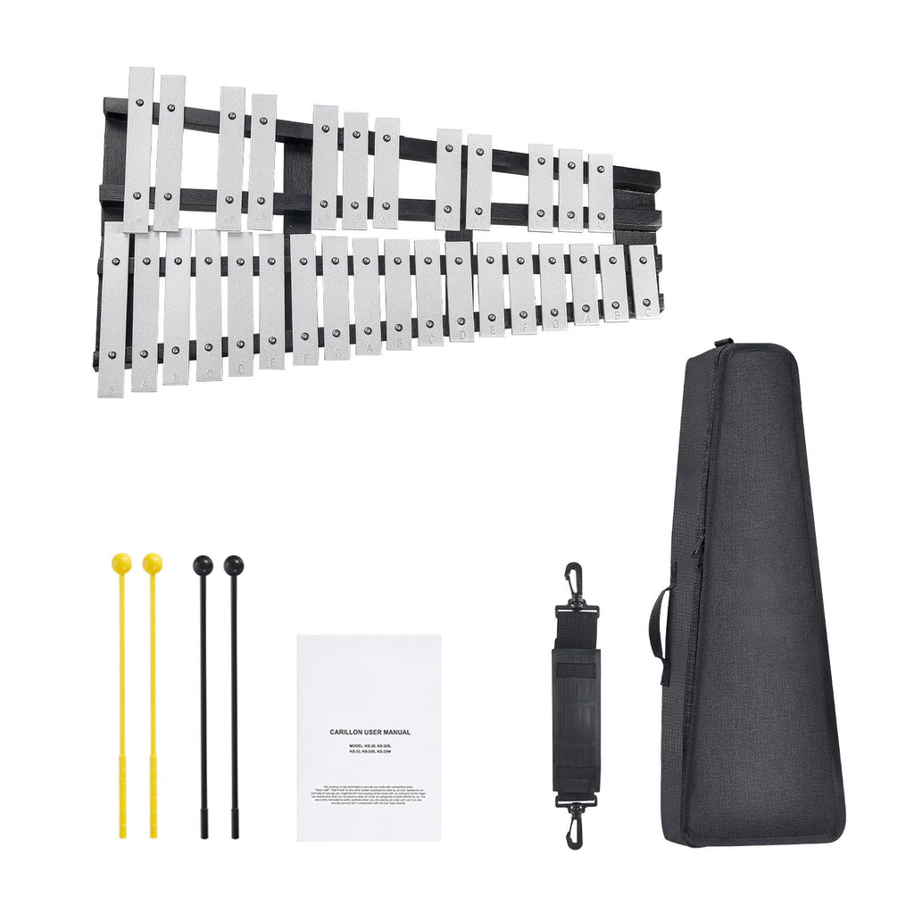 30 Note Glockenspiel Xylophone Bell Kit, Percussion Instrument with Mallets, Drum Sticks and Carrying Bag, Professional Glockenspiel Xylophone Percussion Instrument Set for Students & Adults