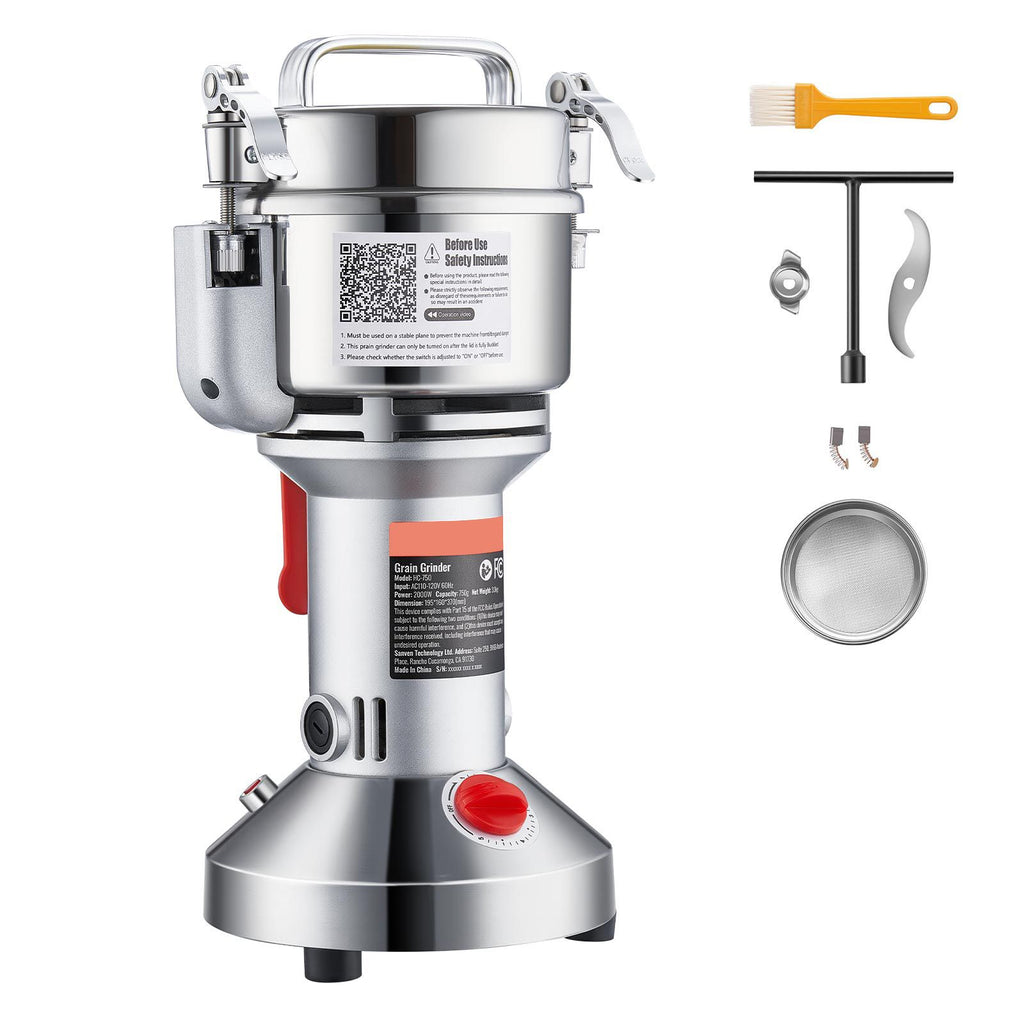 300g Electric Grain Mill Grinder, High Speed 1500W Commercial Spice Grinders, Stainless Steel Pulverizer Powder Machine, for Dry Grains Spices Cereals Coffee Corn Pepper, Straight Type