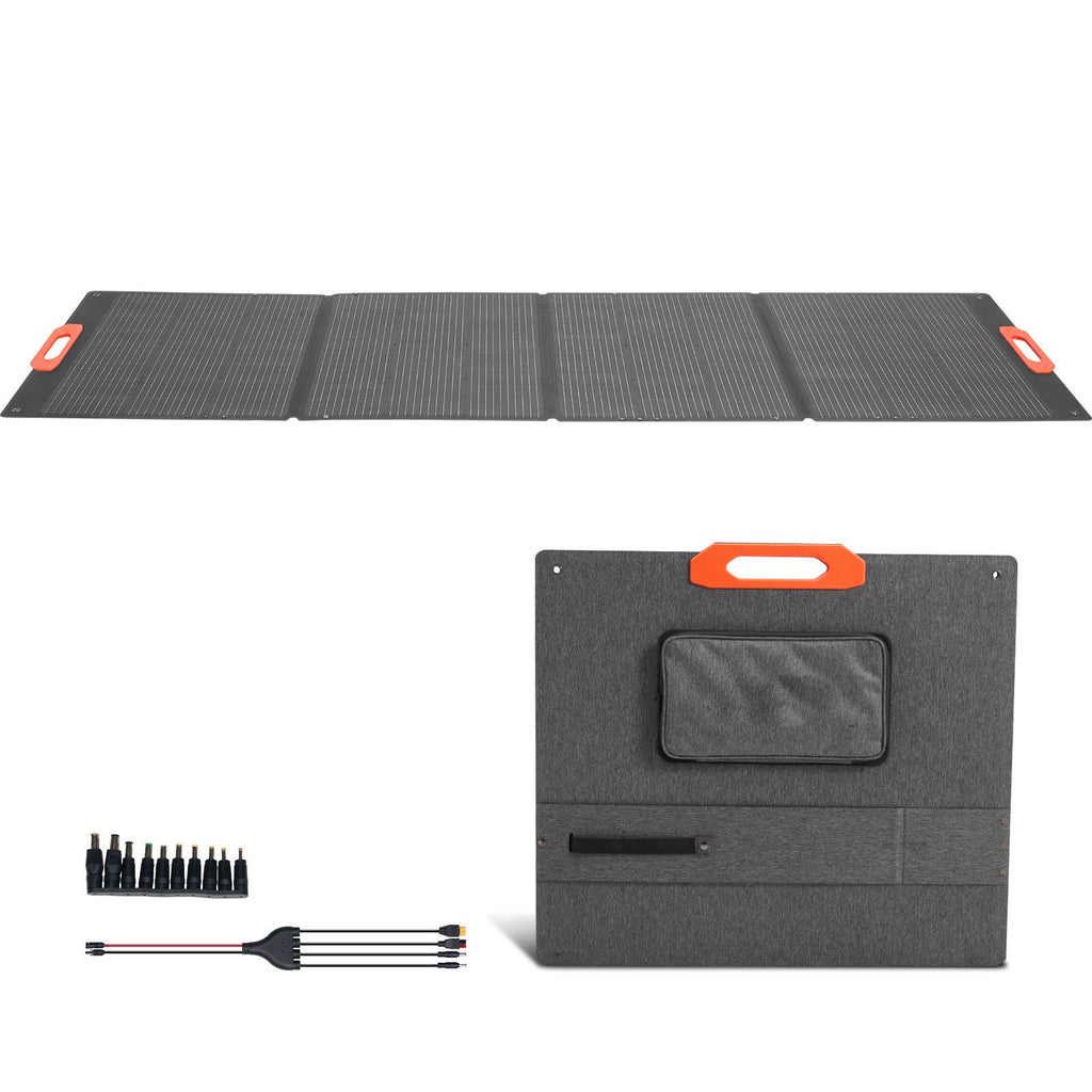 300W Foldable Monocrystalline Solar Panel, 23% High-Efficiency Portable Mono Solar Panel Charger with MC4 Output & 10-in-1 DC Adapters, IP67 Waterproof for Power Stations, Camping, Hiking Trips