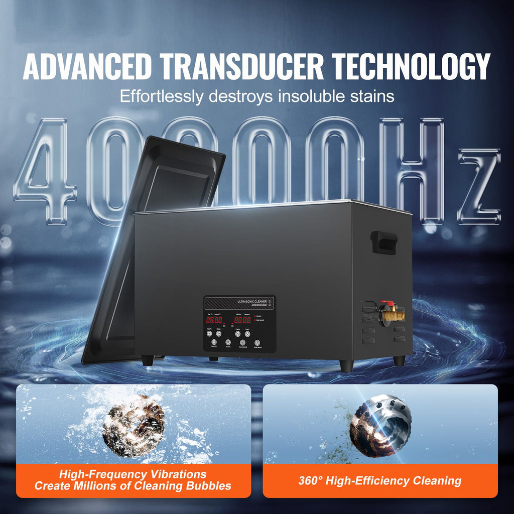 30L Ultrasonic Cleaner, 600W Digital Ultrasonic Cleaning Machine with Upgraded Degassing and Gentle Mode, 40kHz Industrial Ultrasound Cleaner with Timer and Heater for Retainer Jewelry Tools