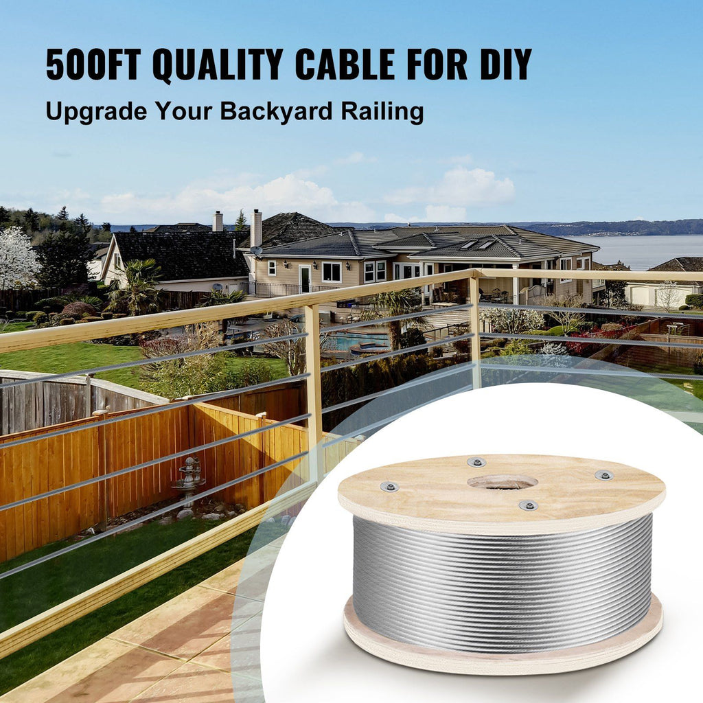316 Stainless Steel Wire Rope 500ft Length, Steel Wire Cable 3/16 Inch, Steel Cable Railing Decking With 1x19 Strands Construction, 4700lbs Breaking Strength For Stair, Handrail, Clothesline image 2