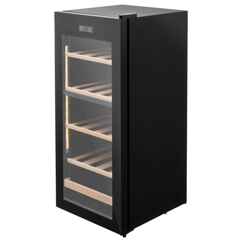 32 Bottle Wine Fridge, Freestanding Wine Cooler Refrigerator, Dual Zone Cooler, 41 F to 65 F Adjustable Temp Mini Cellar, Glass Door, For Home Office Bar, Red White Champagne or Sparkling Wines