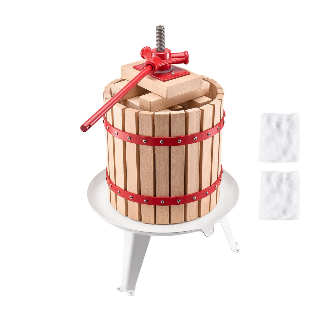 3.2 Gal/12L Fruit Wine Press, Solid Wood Basket with 8 Blocks, Heavy Duty Manual Juice Maker, Cider Apple Grape Tincture Honey Olive Oil Making Press with Handle for Kitchen, Home