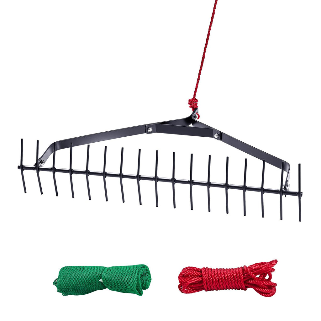 32 in Aquatic Weed Rake, 6.3 in Double Sided Lake Weed Rake, Lightweight Pond Weeds Cutter with 30ft Rope, No Assembly Required, Muck Lilypad Clearing Tool for Pond, Lake, Rivulet
