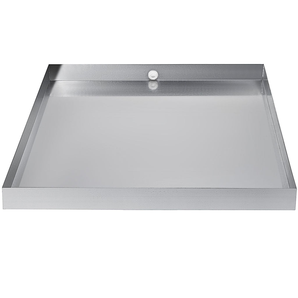 32 x 30 x 2.5 Inch Washing Machine Pan 18 GA Thickness 304 Stainless Steel Heavy Duty Compact Washer Drip Tray with Drain Hole & Hose Adapter
