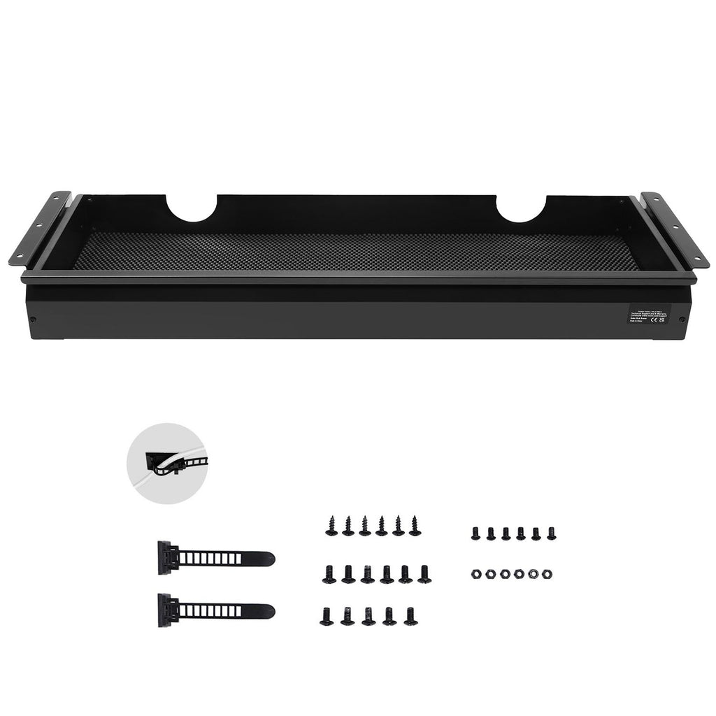 33" Wide Under Desk Drawer Slide Out, Under Desk Mounted Pull-out Drawer Attachment, Hidden Desktop Storage Organizer, Under Table Pencil Drawer for office Home Sit Stand Workstation, 33x9x4 in
