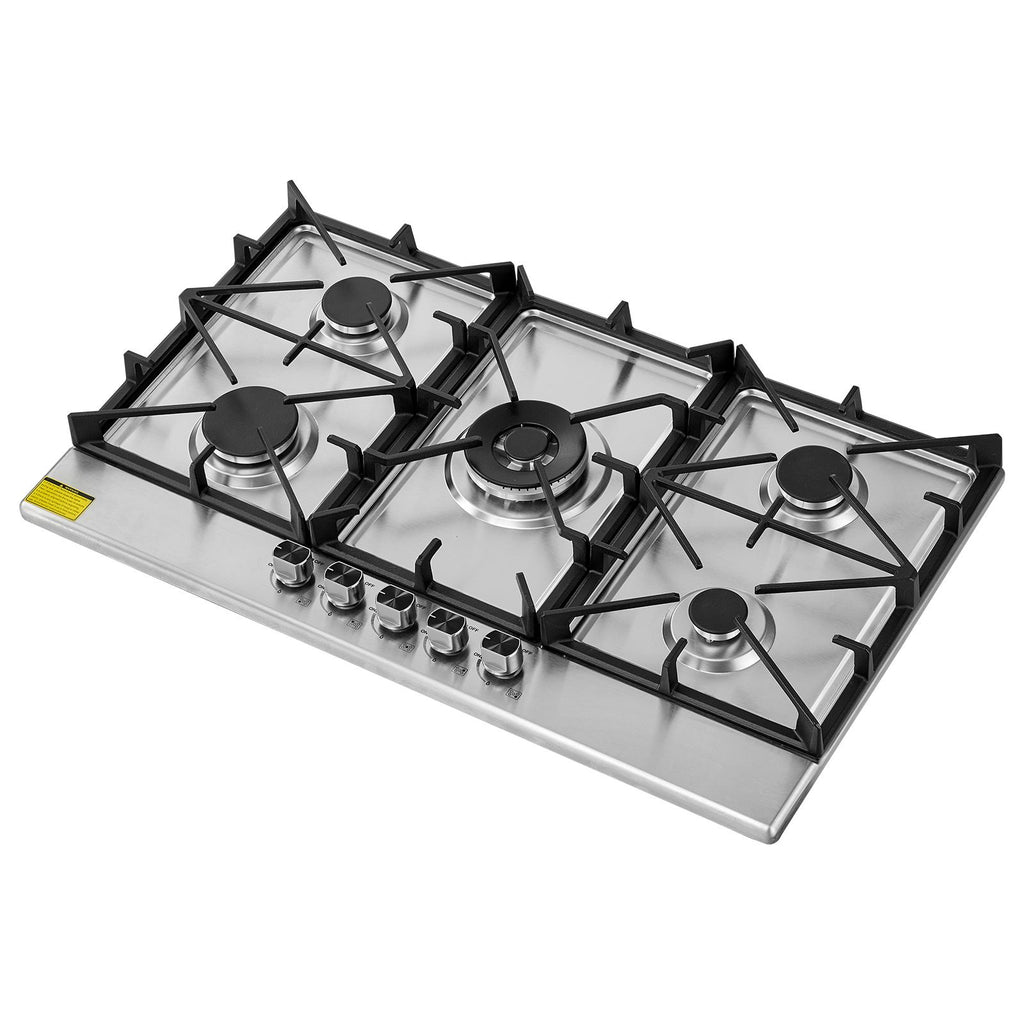 36 inch Gas Cooktop 5 Burners Gas Stove Top, Max 38300BTU Built-in Stainless Steel Stove Top LPG/NG Convertible Dual Fuel Cooktop Stoves with SABAF Dual-Ring Burner for Kitchen Apartment Rvs