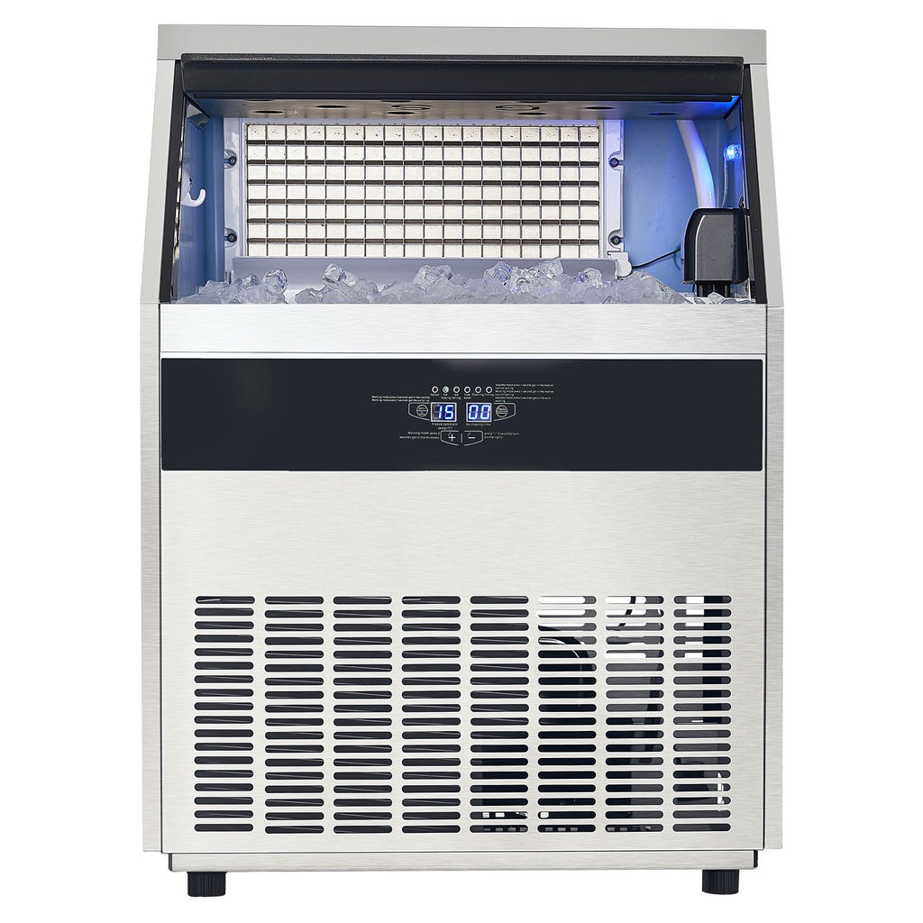 360lbs/24H Commercial Ice Maker Machine, 88lbs Storage Capacity Ice Maker with Drain Pump, 160 Ice Cubes in 15 Minutes, LED Digital Display Freestanding Self-Cleaning for Bar Office Restaurant